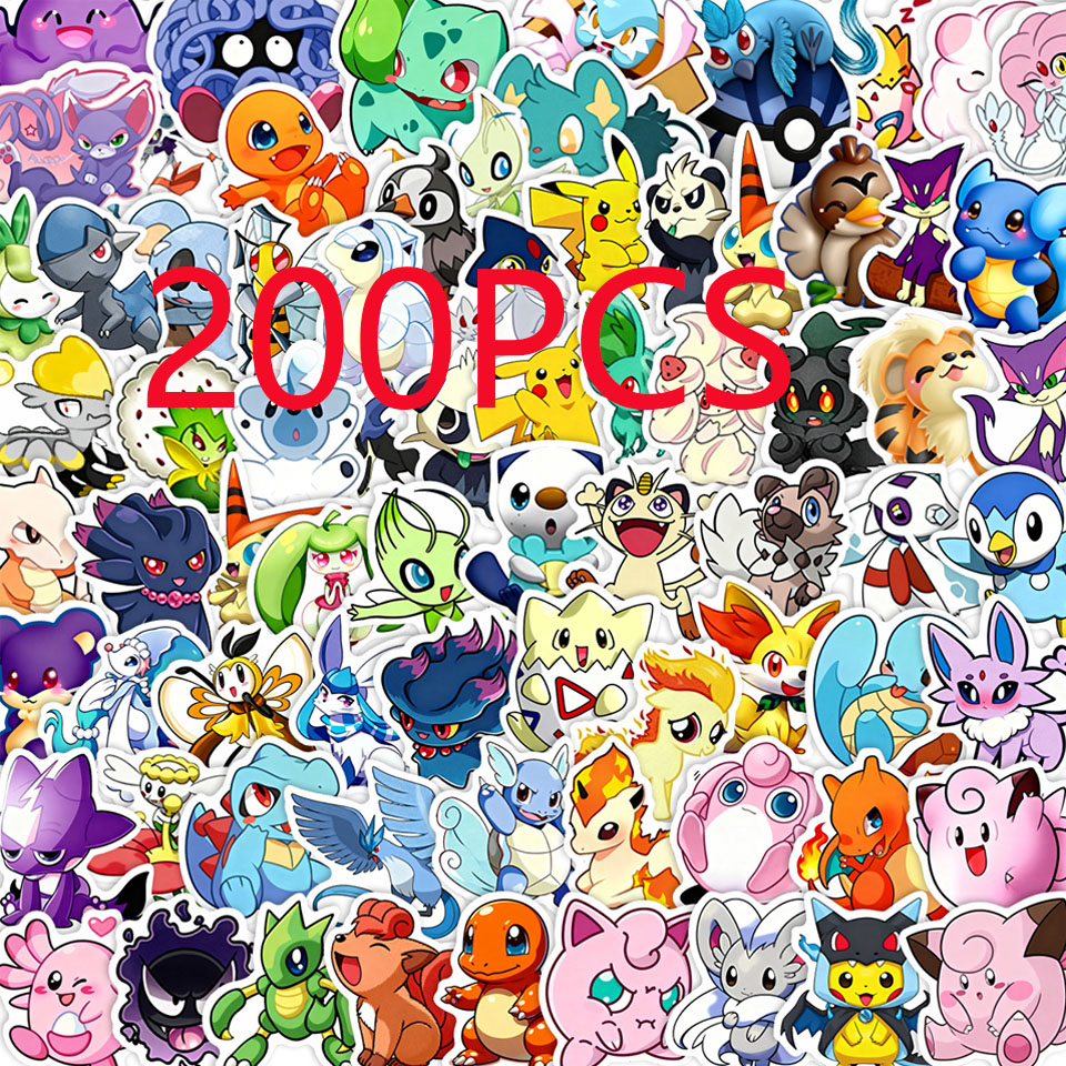 Laptop Accessories For Gift - 100/200pcs Pokemon Anime Stickers Pikachu Kawaii